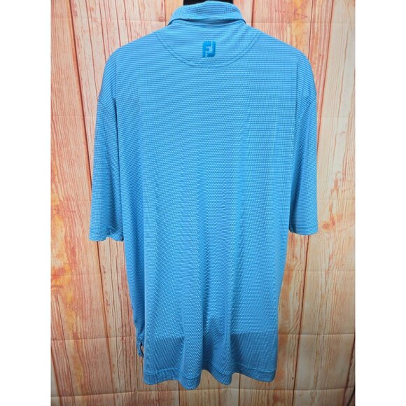 FootJoy FJ Mens Blue Striped Lisle Polo Shirt Size XL - Picture 2 of 8